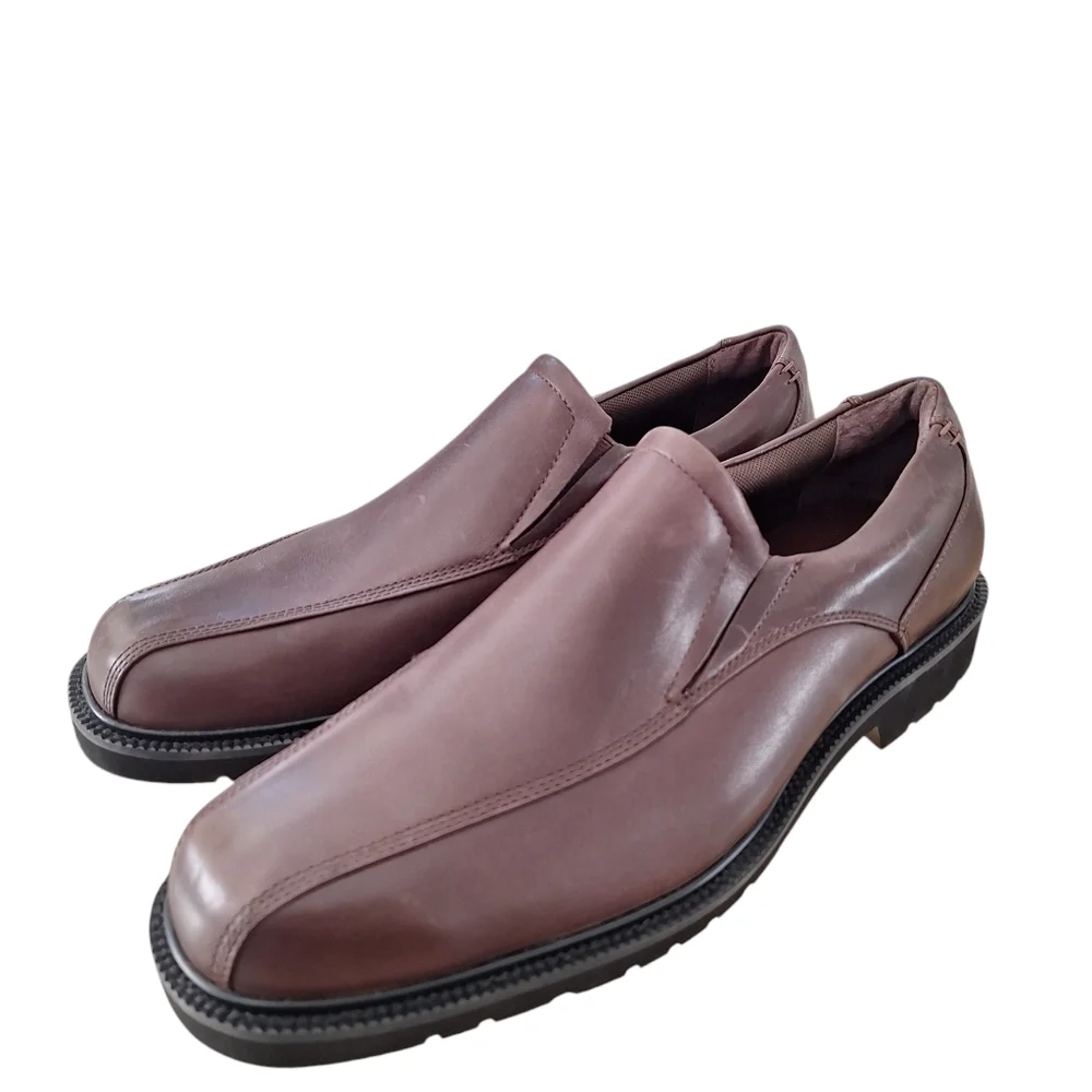 Capital by Rockport Men's Brown Leather Slip On Comfort Loafers Dress Shoes 11M